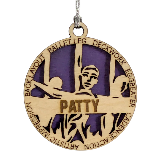 3" Handcrafted Wooden Personalized Female Synchronized Swimming Christmas Ornament - Custom Swim Team Holiday Decor