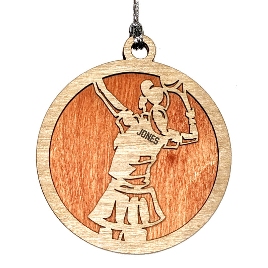 Female Tennis laser cut personalized wood ornament