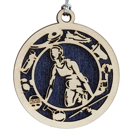 Female Track & Field laser cut wood ornament