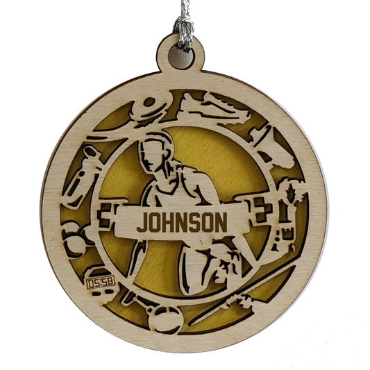 Female Track & Field laser cut personalized wood ornament