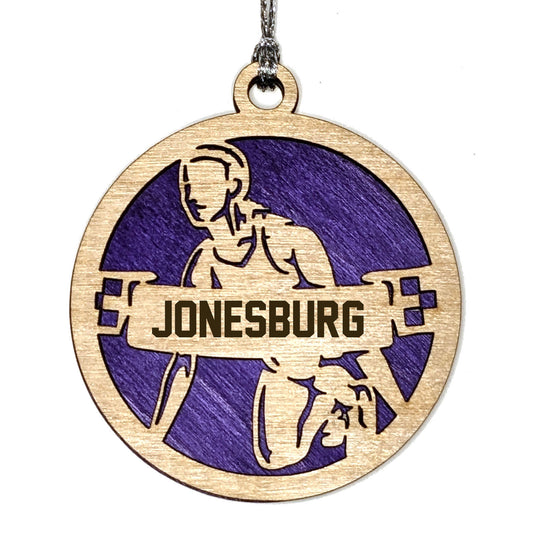 Female Track & Field laser cut personalized wood ornament