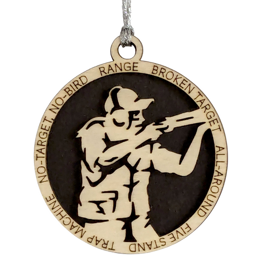 3" Handcrafted Wooden Personalized Female Trap Shooting Christmas Ornament - Custom Clay Target Shooter Holiday Decor