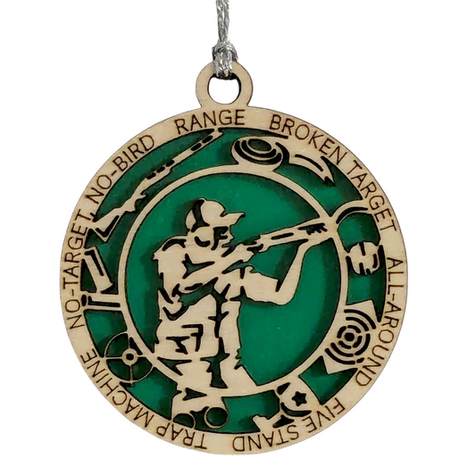 3" Handcrafted Wooden Personalized Female Trap Shooting Christmas Ornament - Custom Clay Target Shooter Holiday Decor