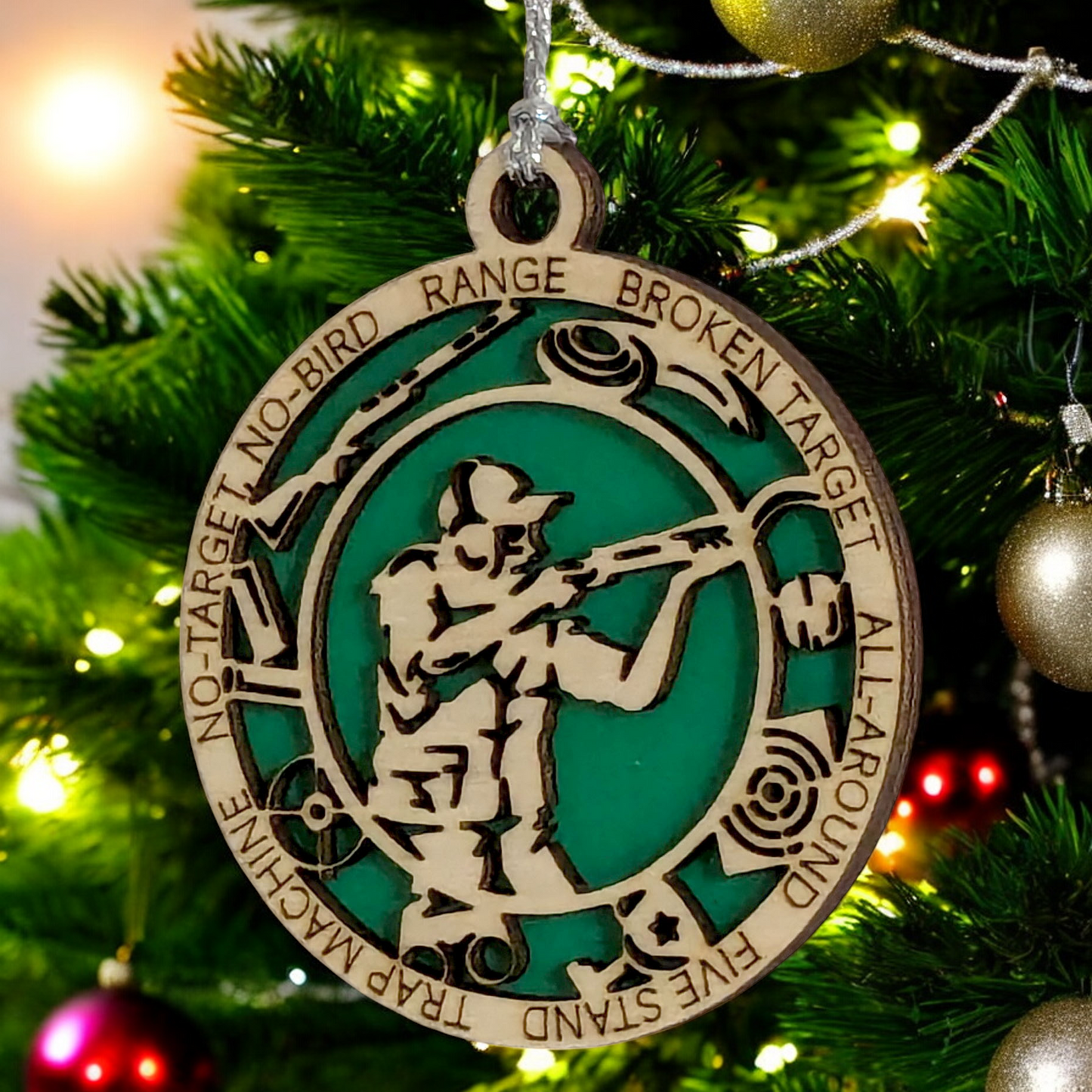 3" Handcrafted Wooden Personalized Female Trap Shooting Christmas Ornament - Custom Clay Target Shooter Holiday Decor