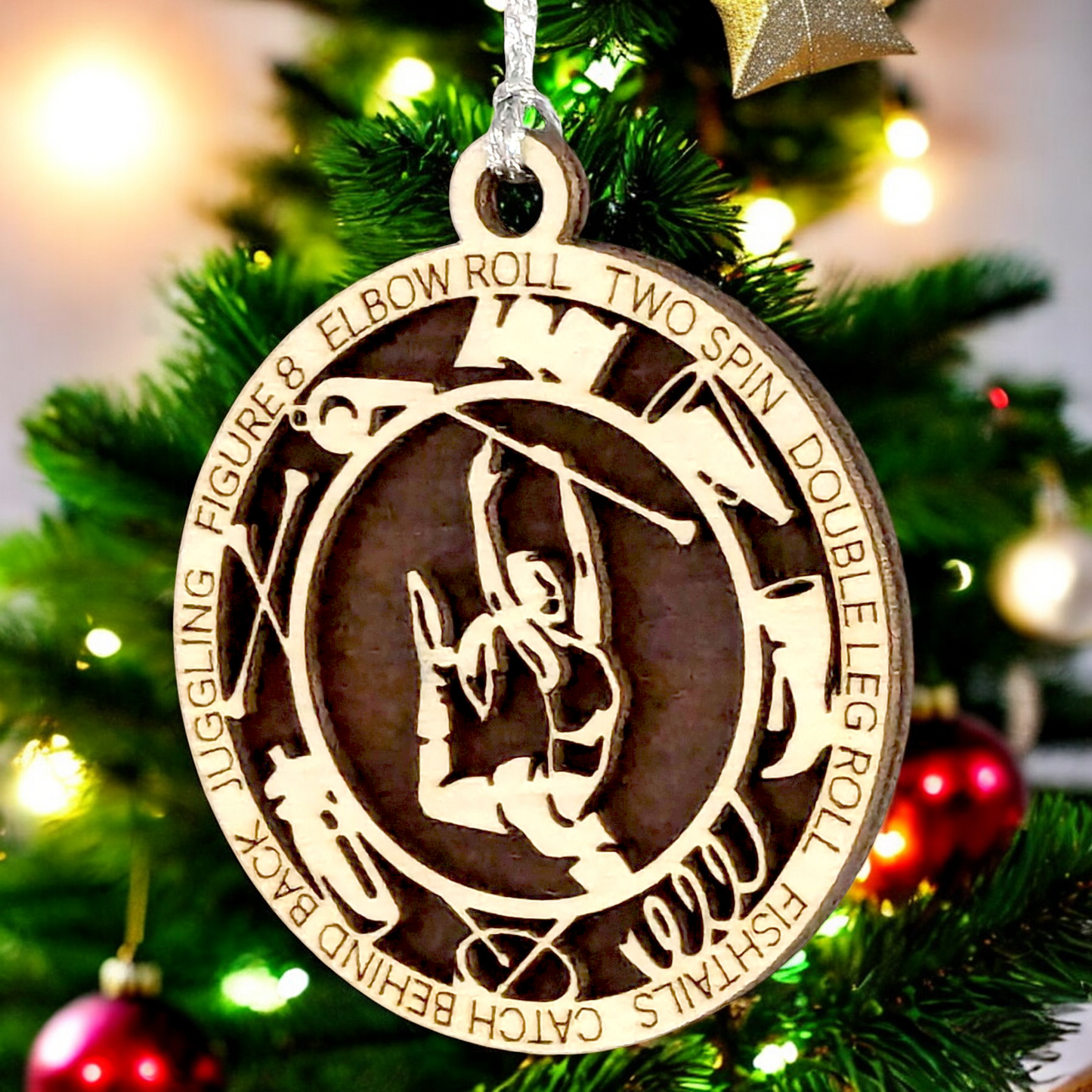 3" Handcrafted Wooden Personalized Female Twirler/Majorette Christmas Ornament - Custom Baton Twirling Holiday Decor