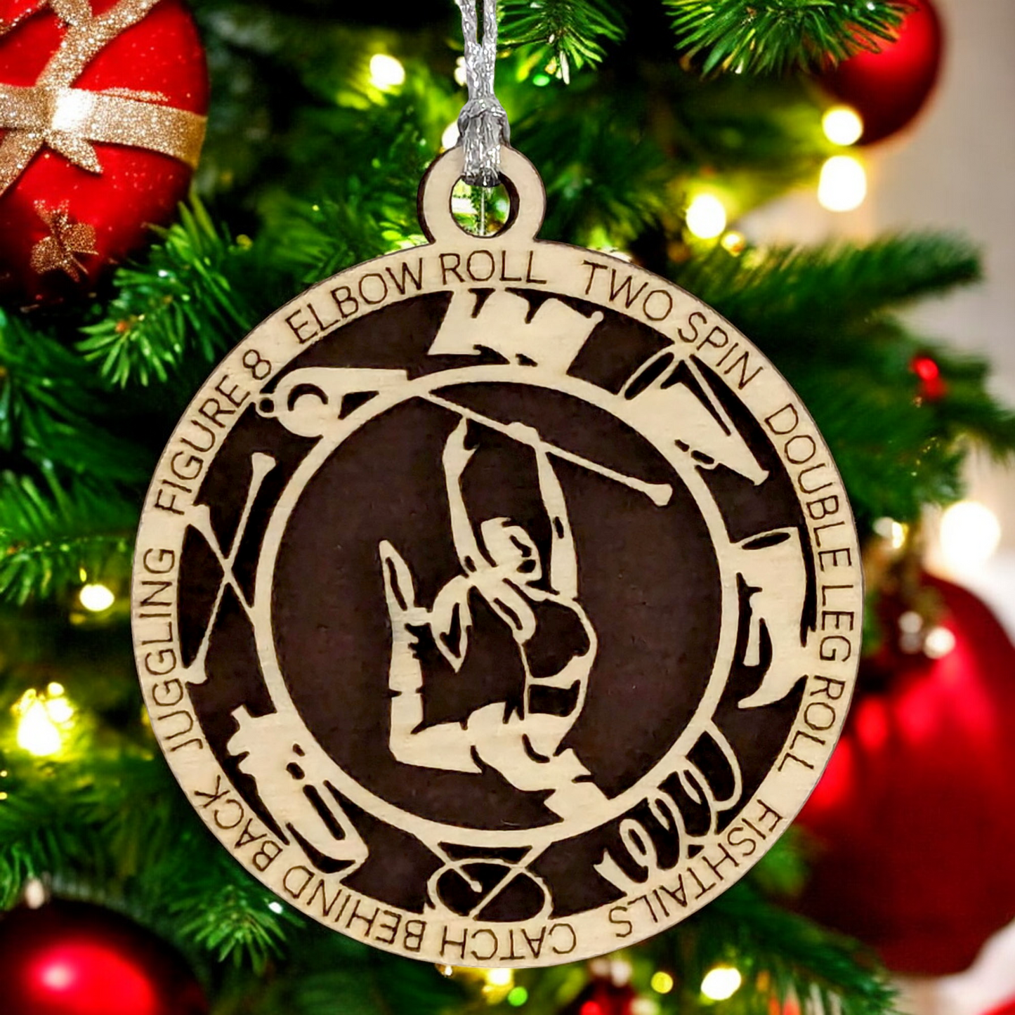 3" Handcrafted Wooden Personalized Female Twirler/Majorette Christmas Ornament - Custom Baton Twirling Holiday Decor