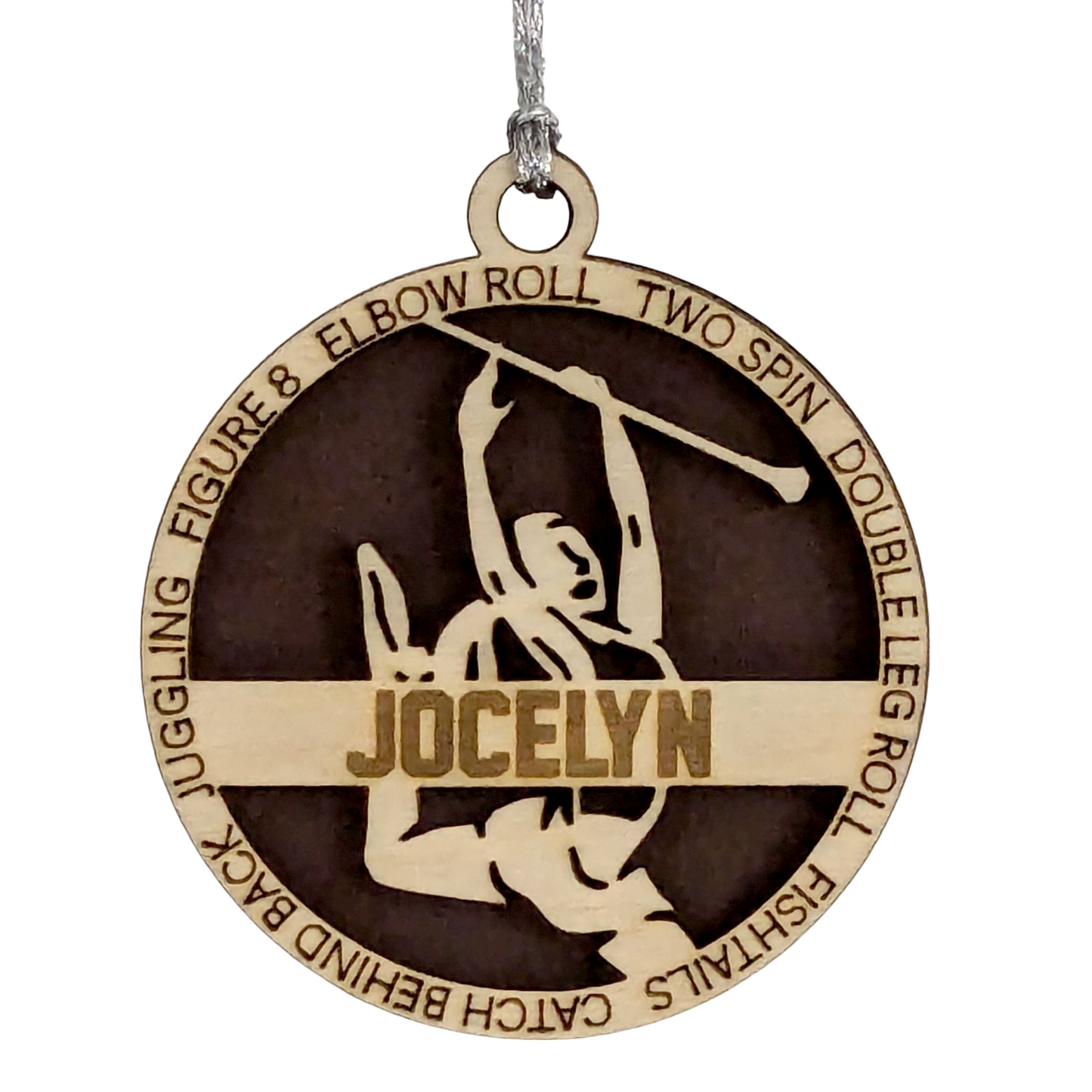 3" Handcrafted Wooden Personalized Female Twirler/Majorette Christmas Ornament - Custom Baton Twirling Holiday Decor