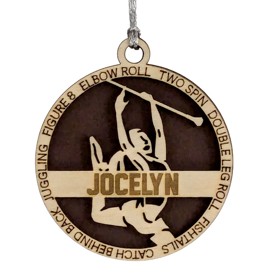 3" Handcrafted Wooden Personalized Female Twirler/Majorette Christmas Ornament - Custom Baton Twirling Holiday Decor