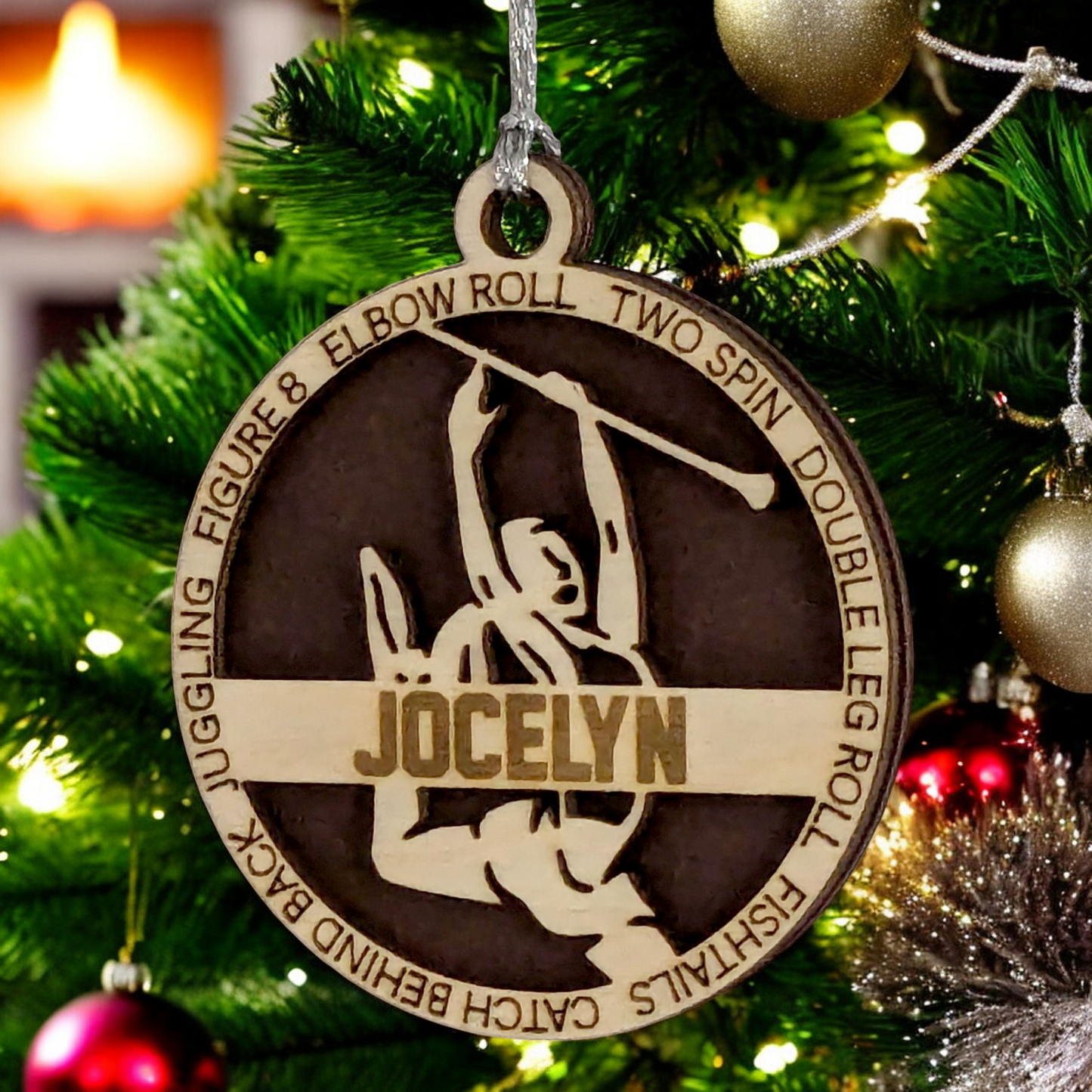 3" Handcrafted Wooden Personalized Female Twirler/Majorette Christmas Ornament - Custom Baton Twirling Holiday Decor