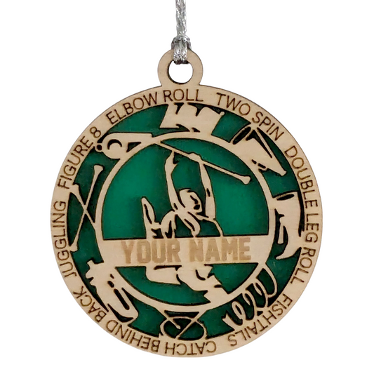 3" Handcrafted Wooden Personalized Female Twirler/Majorette Christmas Ornament - Custom Baton Twirling Holiday Decor