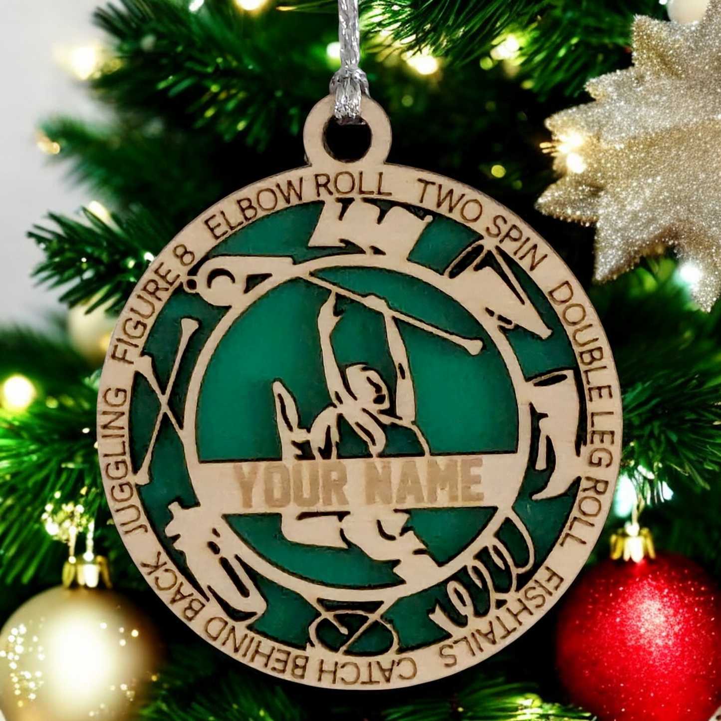 3" Handcrafted Wooden Personalized Female Twirler/Majorette Christmas Ornament - Custom Baton Twirling Holiday Decor