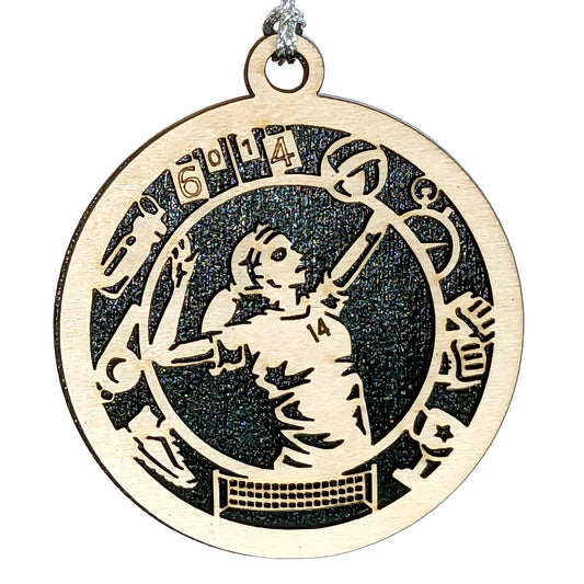 Female Volleyball laser cut personalized wood ornament