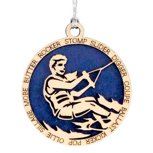 3" Laser Cut Handcrafted Wooden Personalized Female Wakeboarding Christmas Ornament - Unique Customizable Keepsake for Women Who Love Wakeboarding - Holiday Tree Decoration and Gift - Made in USA