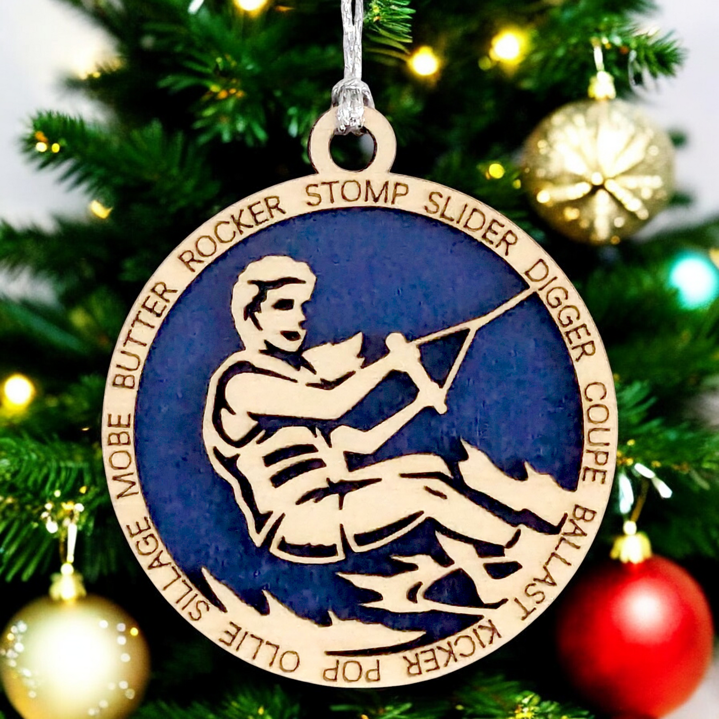 3" Laser Cut Handcrafted Wooden Personalized Female Wakeboarding Christmas Ornament - Unique Customizable Keepsake for Women Who Love Wakeboarding - Holiday Tree Decoration and Gift - Made in USA