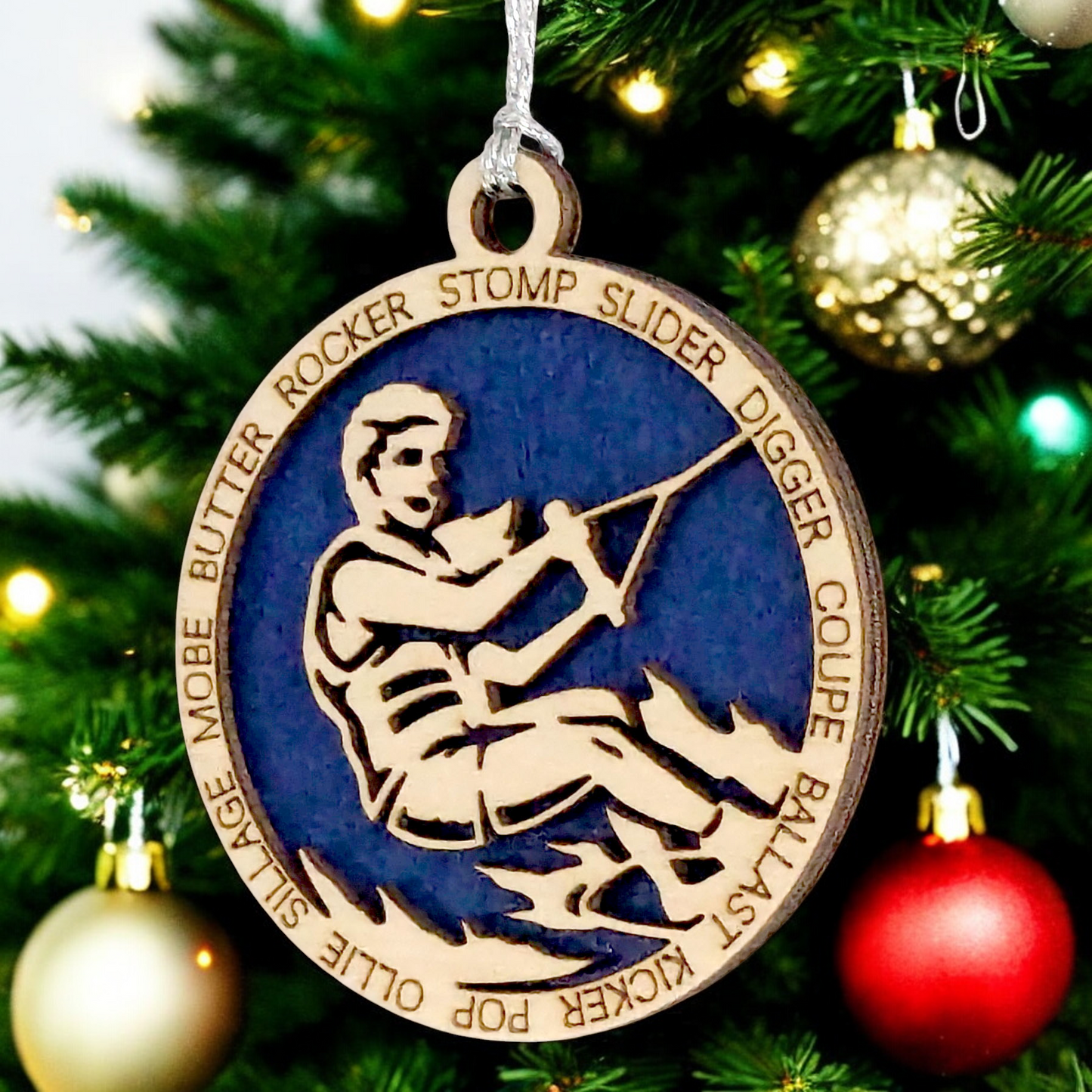 3" Laser Cut Handcrafted Wooden Personalized Female Wakeboarding Christmas Ornament - Unique Customizable Keepsake for Women Who Love Wakeboarding - Holiday Tree Decoration and Gift - Made in USA