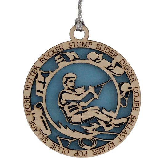 3" Laser Cut Handcrafted Wooden Personalized Female Wakeboarding Christmas Ornament - Unique Customizable Keepsake for Women Who Love Wakeboarding - Holiday Tree Decoration and Gift - Made in USA