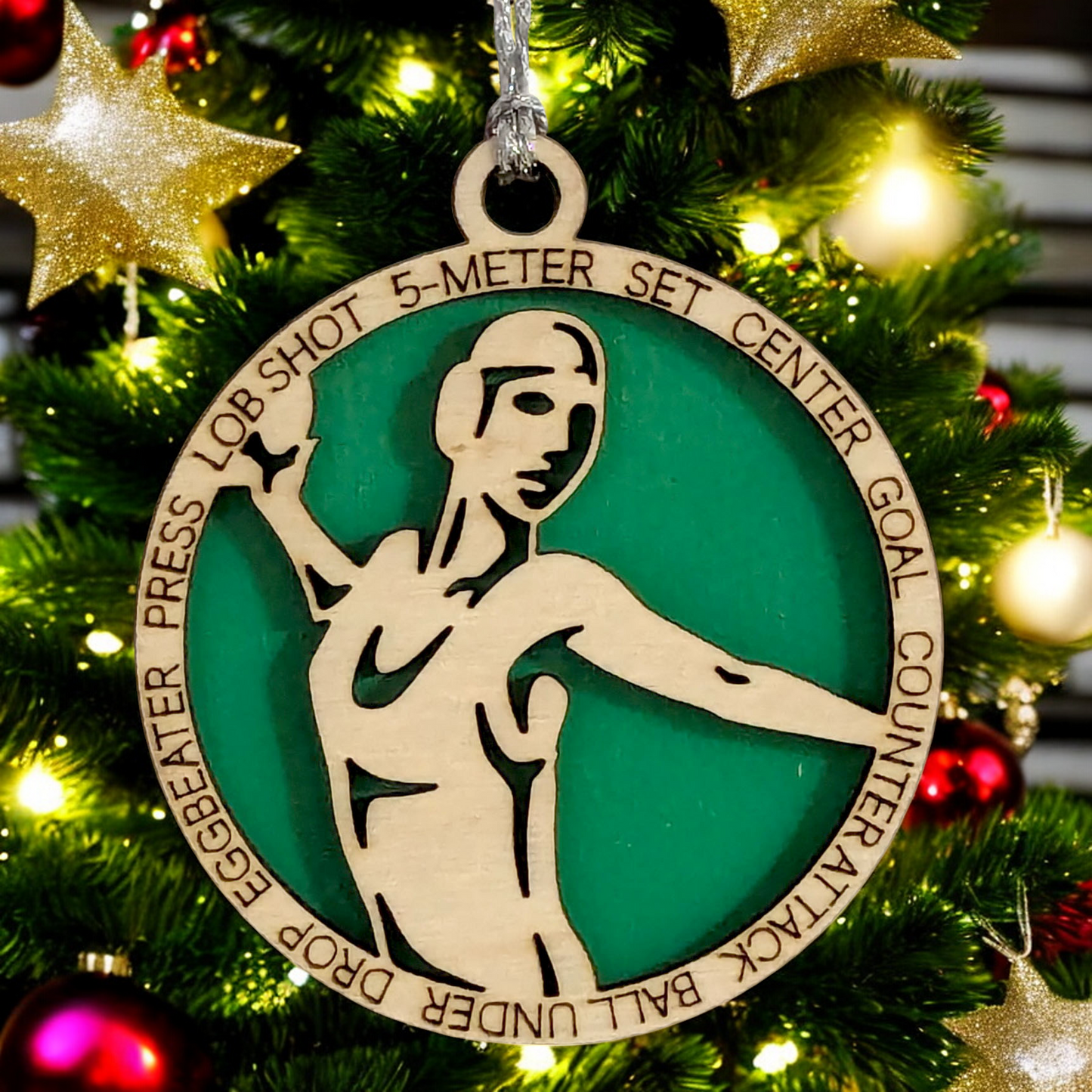 3" Laser Cut Handcrafted Wooden Personalized Female Water Polo Christmas Ornament - Custom Name, Sports Enthusiast Gift, Unique Decor for Athletes and Fans, Water Polo Player Holiday Keepsake