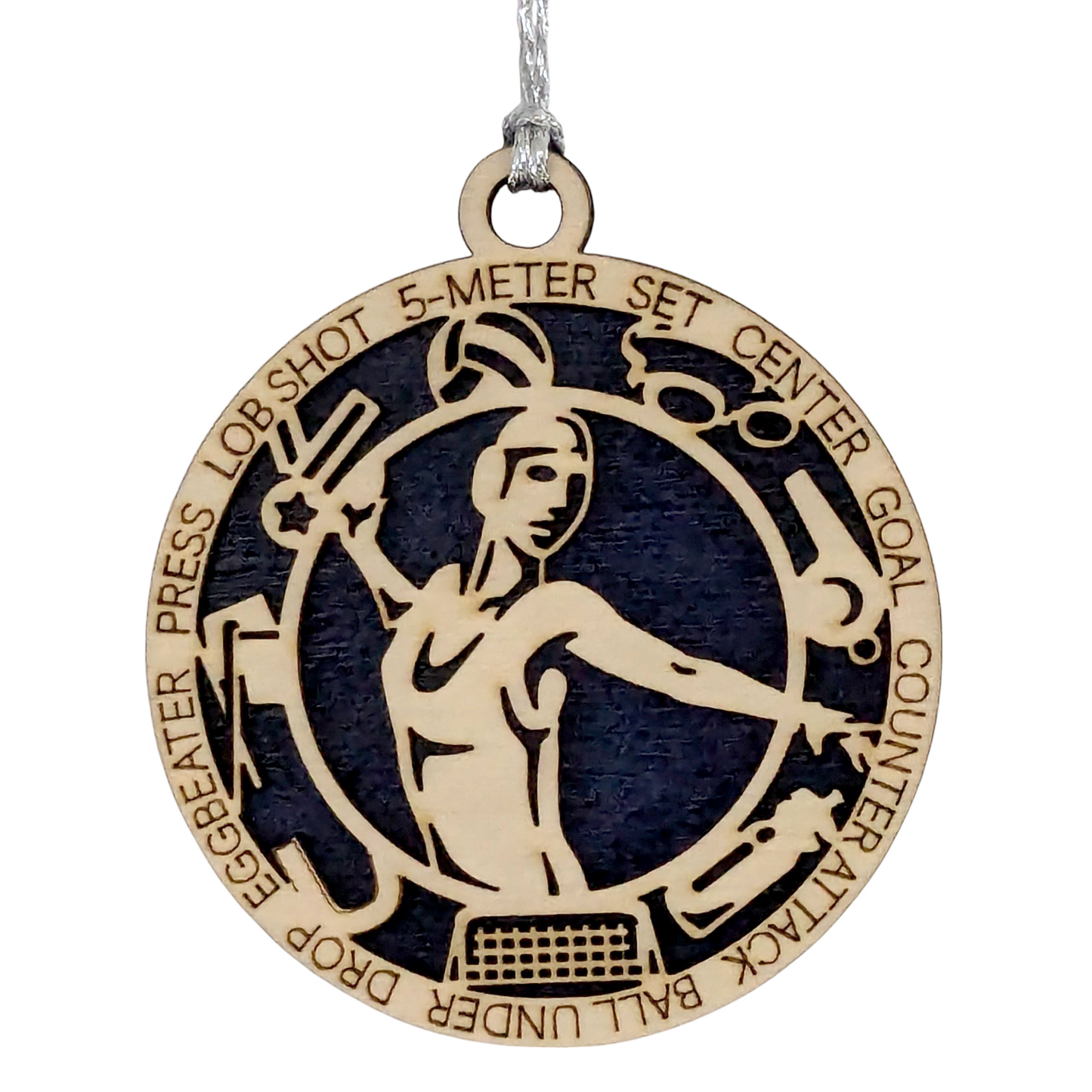 3" Laser Cut Handcrafted Wooden Personalized Female Water Polo Christmas Ornament - Custom Name, Sports Enthusiast Gift, Unique Decor for Athletes and Fans, Water Polo Player Holiday Keepsake