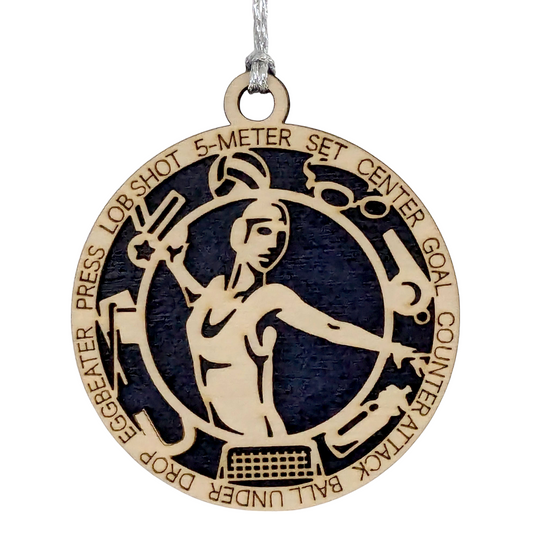 3" Laser Cut Handcrafted Wooden Personalized Female Water Polo Christmas Ornament - Custom Name, Sports Enthusiast Gift, Unique Decor for Athletes and Fans, Water Polo Player Holiday Keepsake