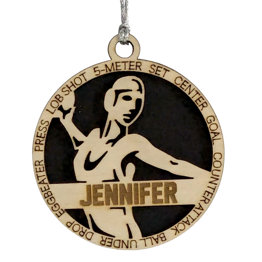 3" Laser Cut Handcrafted Wooden Personalized Female Water Polo Christmas Ornament - Custom Name, Sports Enthusiast Gift, Unique Decor for Athletes and Fans, Water Polo Player Holiday Keepsake