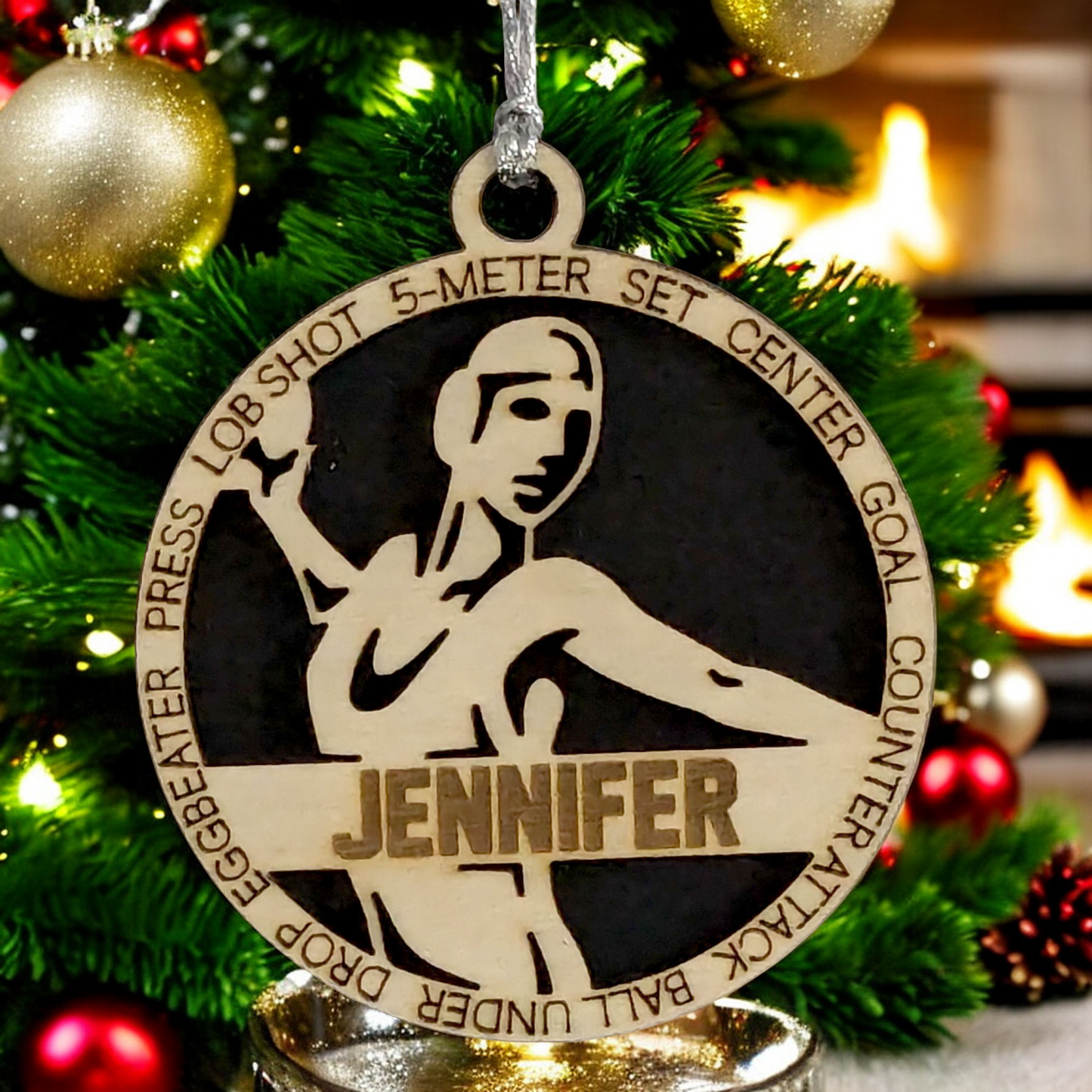 3" Laser Cut Handcrafted Wooden Personalized Female Water Polo Christmas Ornament - Custom Name, Sports Enthusiast Gift, Unique Decor for Athletes and Fans, Water Polo Player Holiday Keepsake