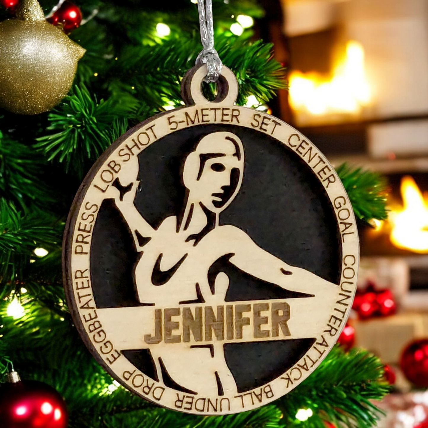 3" Laser Cut Handcrafted Wooden Personalized Female Water Polo Christmas Ornament - Custom Name, Sports Enthusiast Gift, Unique Decor for Athletes and Fans, Water Polo Player Holiday Keepsake