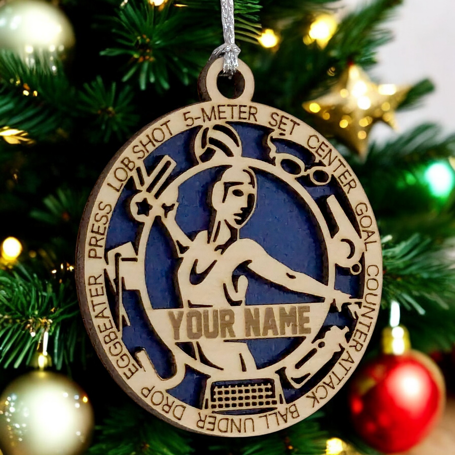 3" Laser Cut Handcrafted Wooden Personalized Female Water Polo Christmas Ornament - Custom Name, Sports Enthusiast Gift, Unique Decor for Athletes and Fans, Water Polo Player Holiday Keepsake