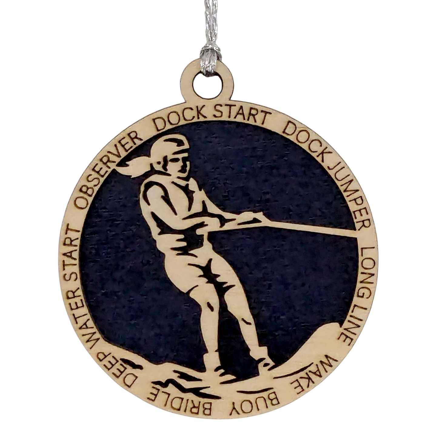 3" Personalized Female Water Skiing Christmas Ornament - Handcrafted Wooden Holiday Decor