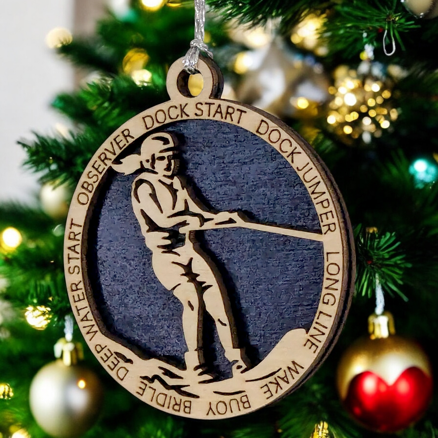 3" Personalized Female Water Skiing Christmas Ornament - Handcrafted Wooden Holiday Decor
