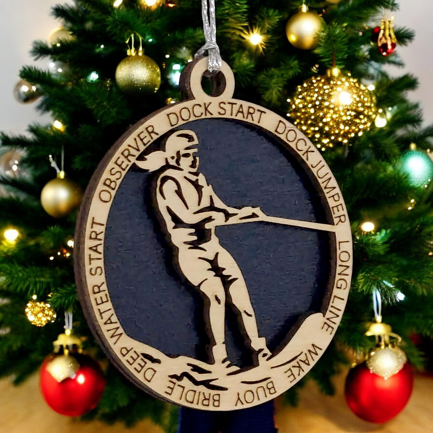 3" Personalized Female Water Skiing Christmas Ornament - Handcrafted Wooden Holiday Decor