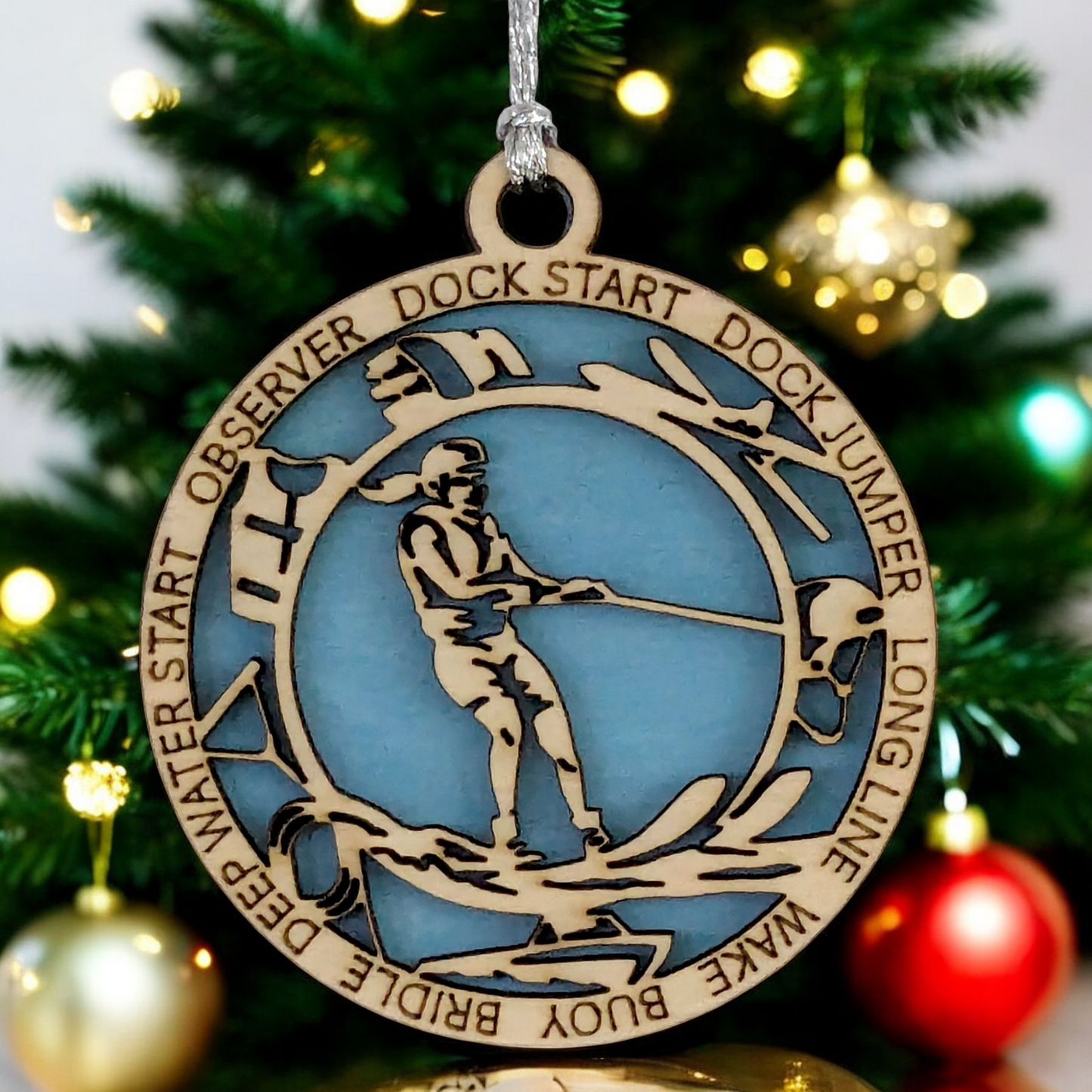 3" Personalized Female Water Skiing Christmas Ornament - Handcrafted Wooden Holiday Decor