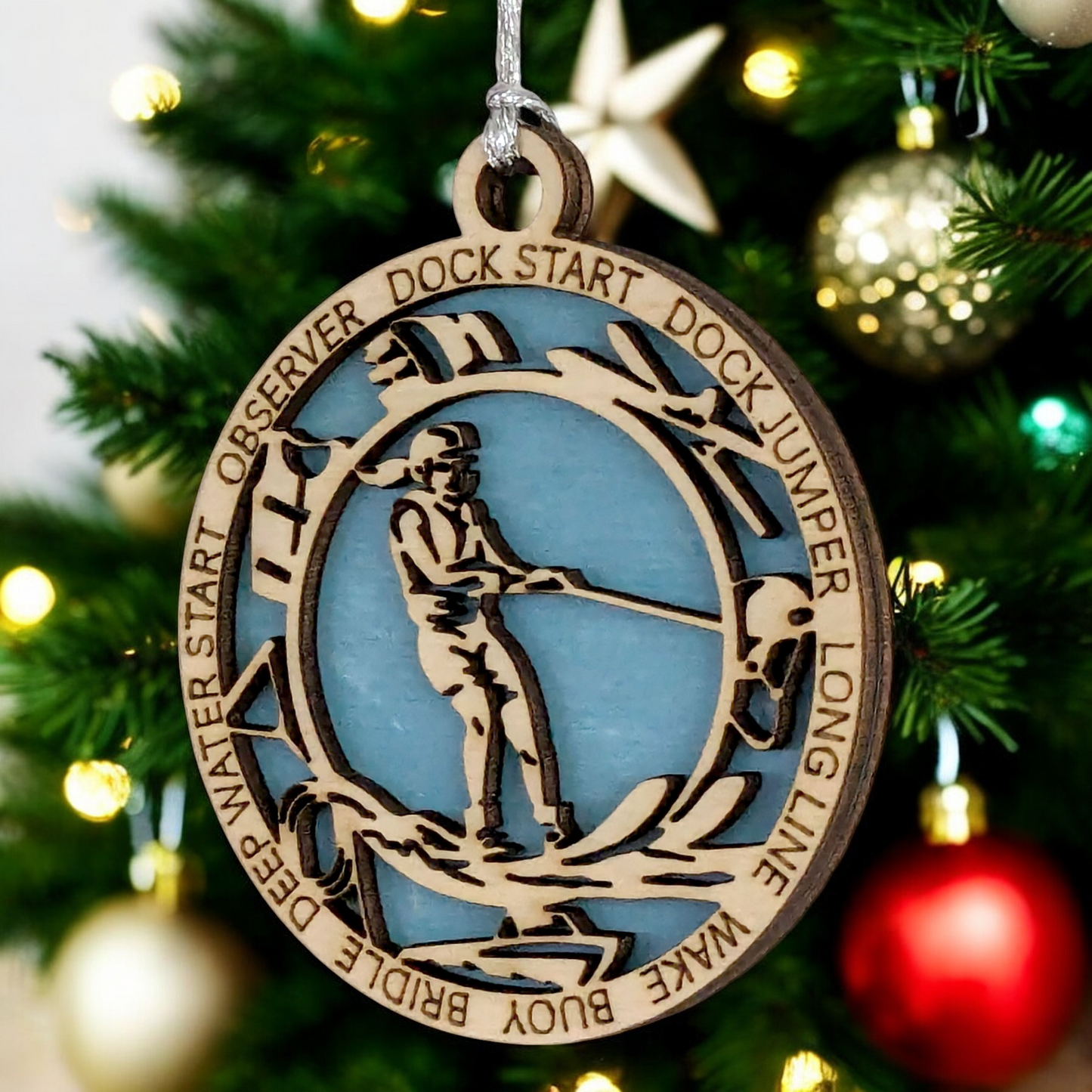 3" Personalized Female Water Skiing Christmas Ornament - Handcrafted Wooden Holiday Decor