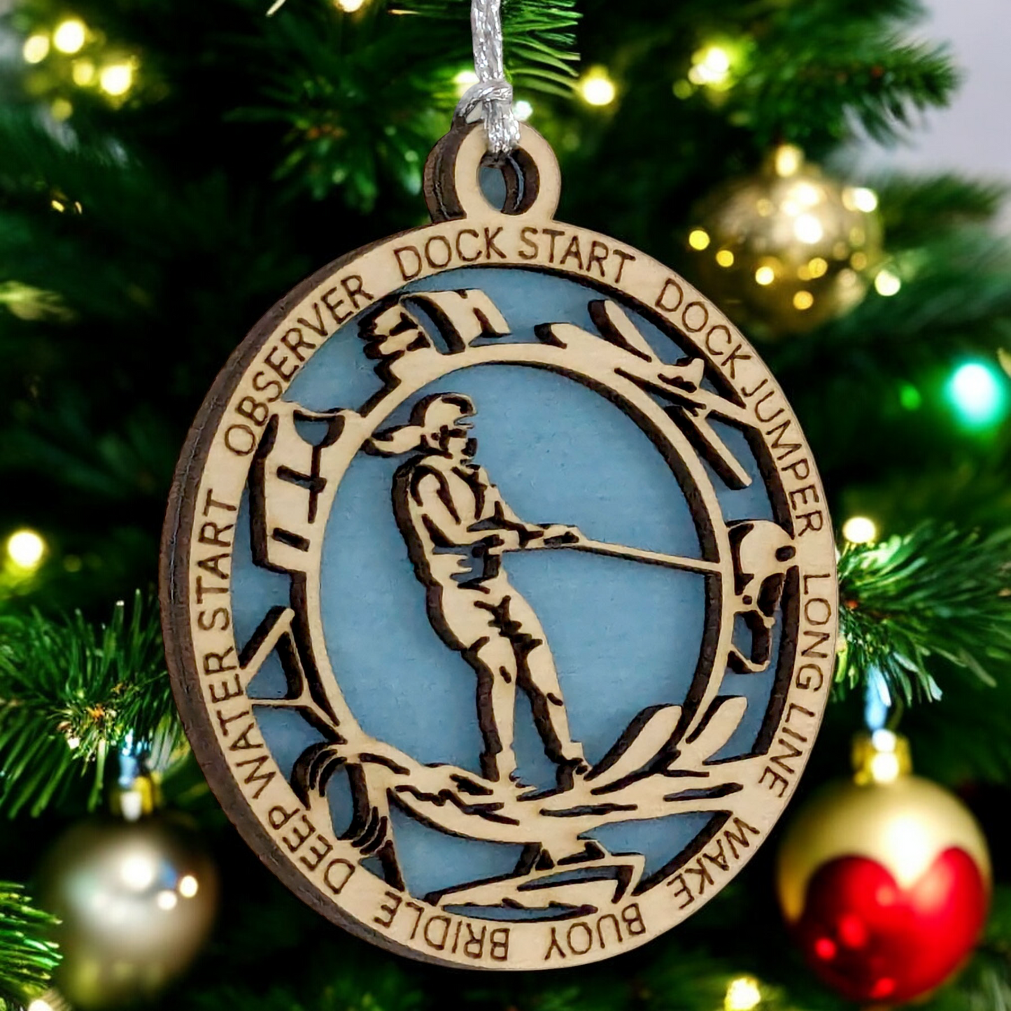 3" Personalized Female Water Skiing Christmas Ornament - Handcrafted Wooden Holiday Decor