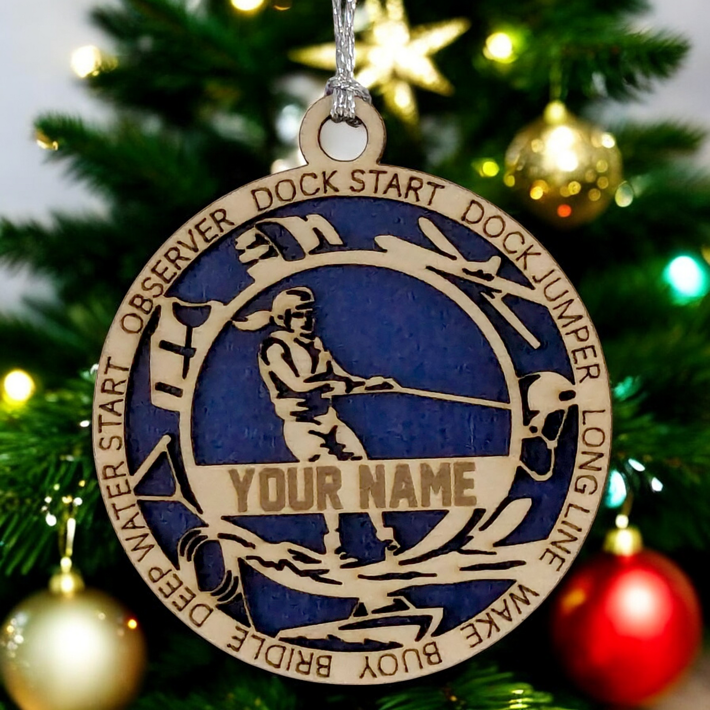 3" Personalized Female Water Skiing Christmas Ornament - Handcrafted Wooden Holiday Decor