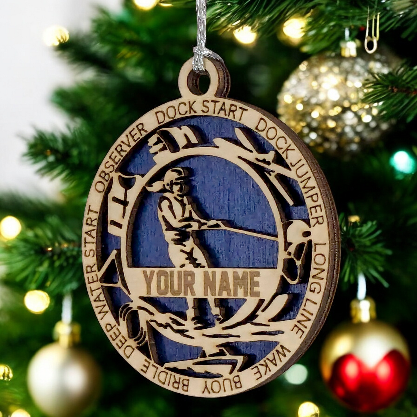 3" Personalized Female Water Skiing Christmas Ornament - Handcrafted Wooden Holiday Decor