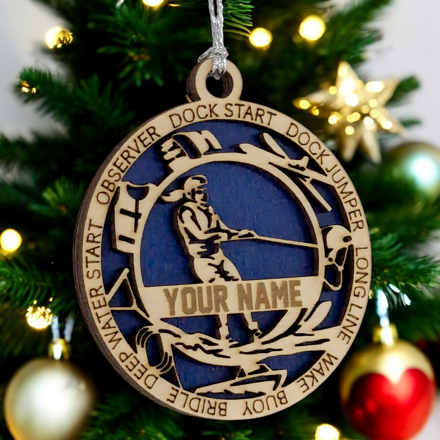 3" Personalized Female Water Skiing Christmas Ornament - Handcrafted Wooden Holiday Decor