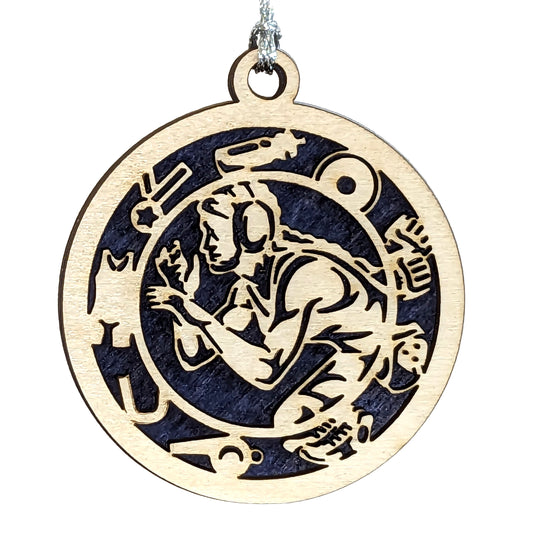 Female Wrestling laser cut wood ornament