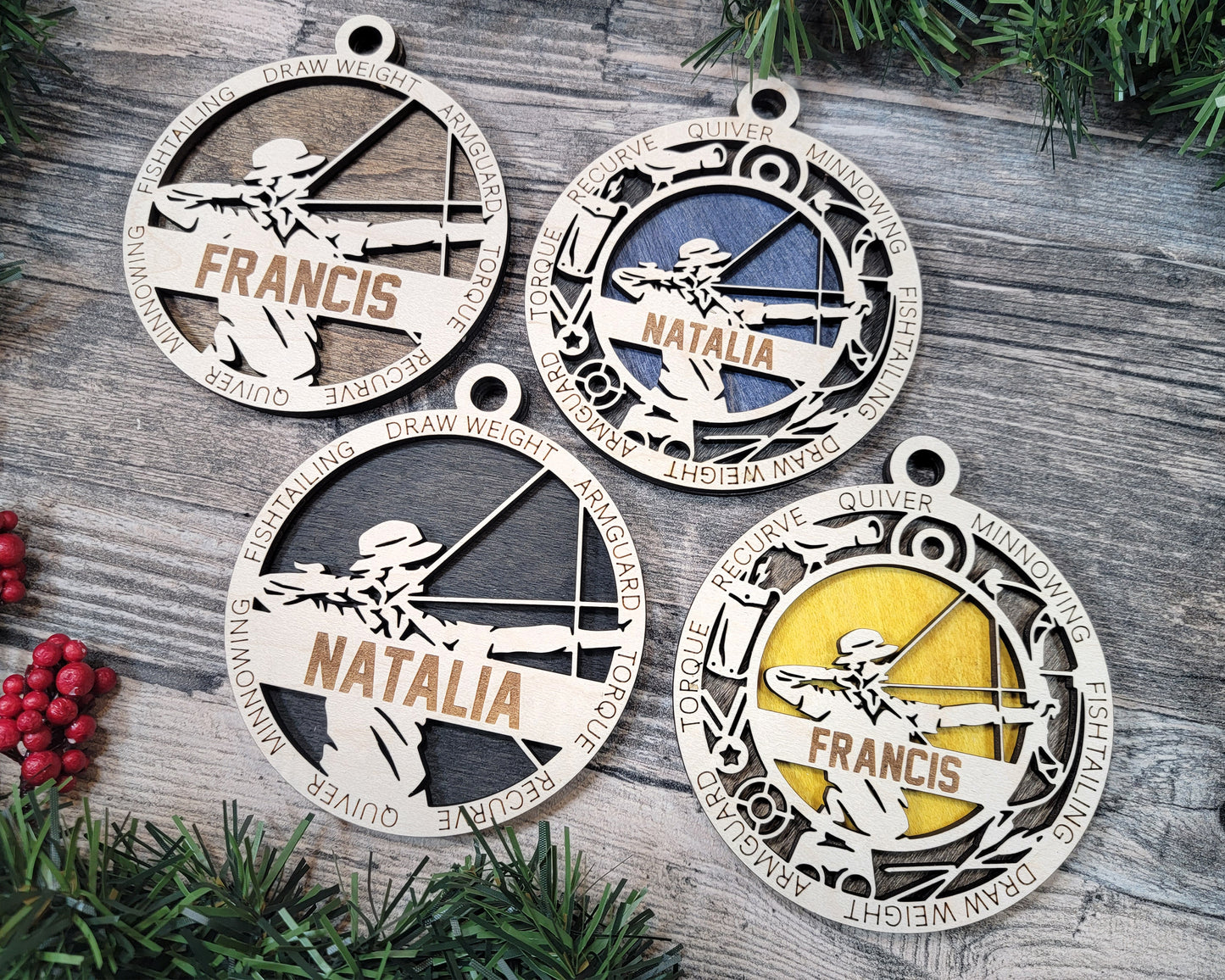 Male Archery laser cut wood ornament