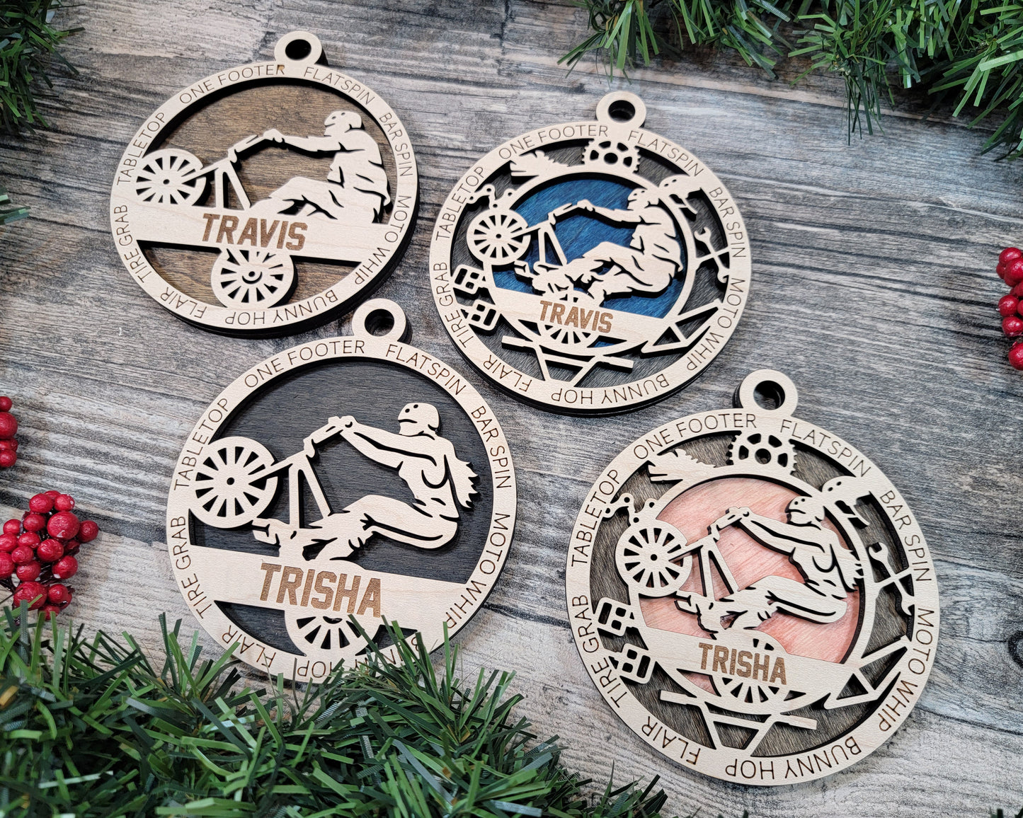 Male BMX laser cut wood ornament