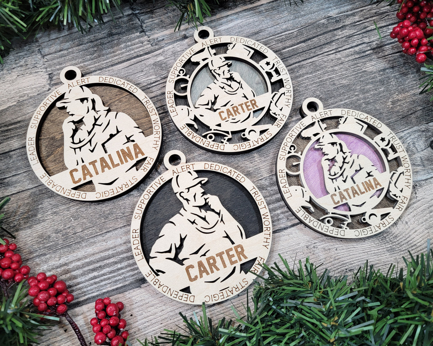 Male Coach laser cut personalized wood ornament
