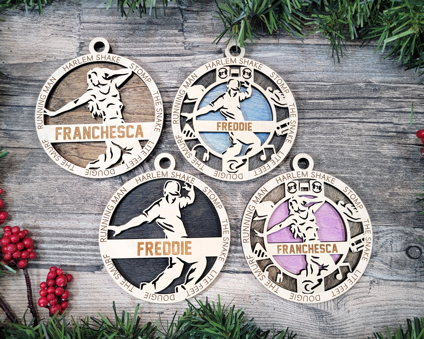 Female Hip Hop Dancer laser cut wood ornament