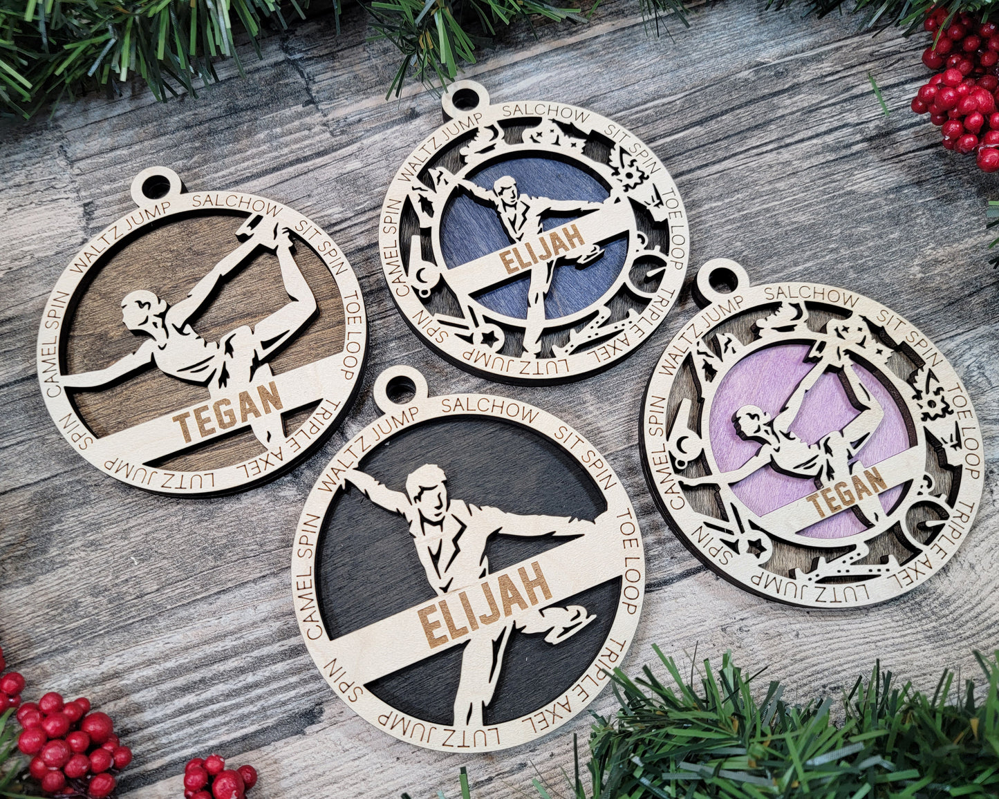 Female Figure Skating laser cut wood ornament
