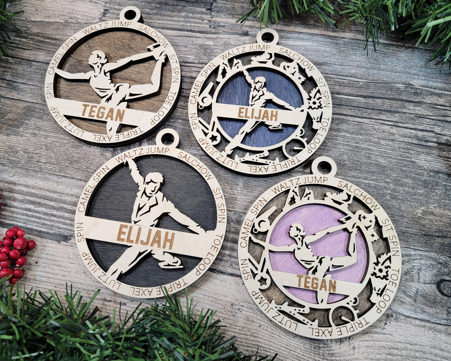 Female Figure Skating laser cut wood ornament