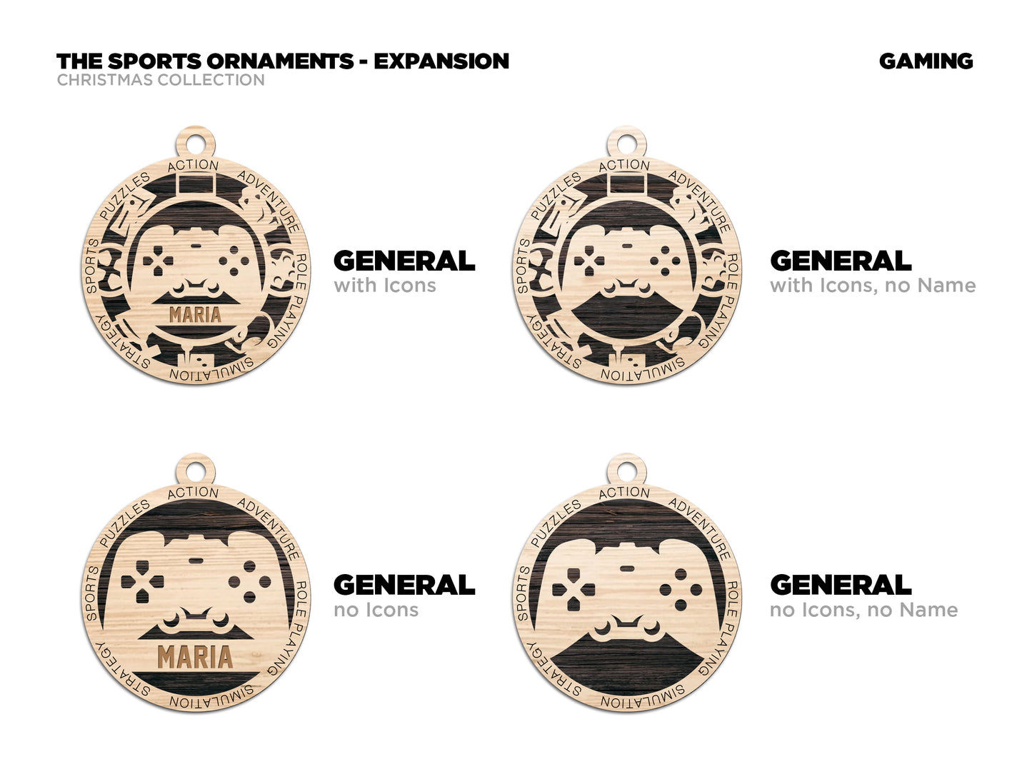 Gaming laser cut wood ornament