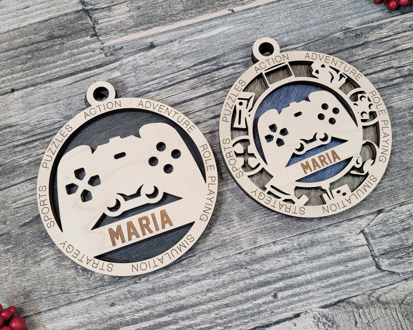 Gaming laser cut personalized wood ornament