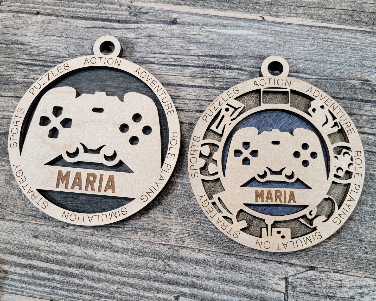 Gaming laser cut personalized wood ornament