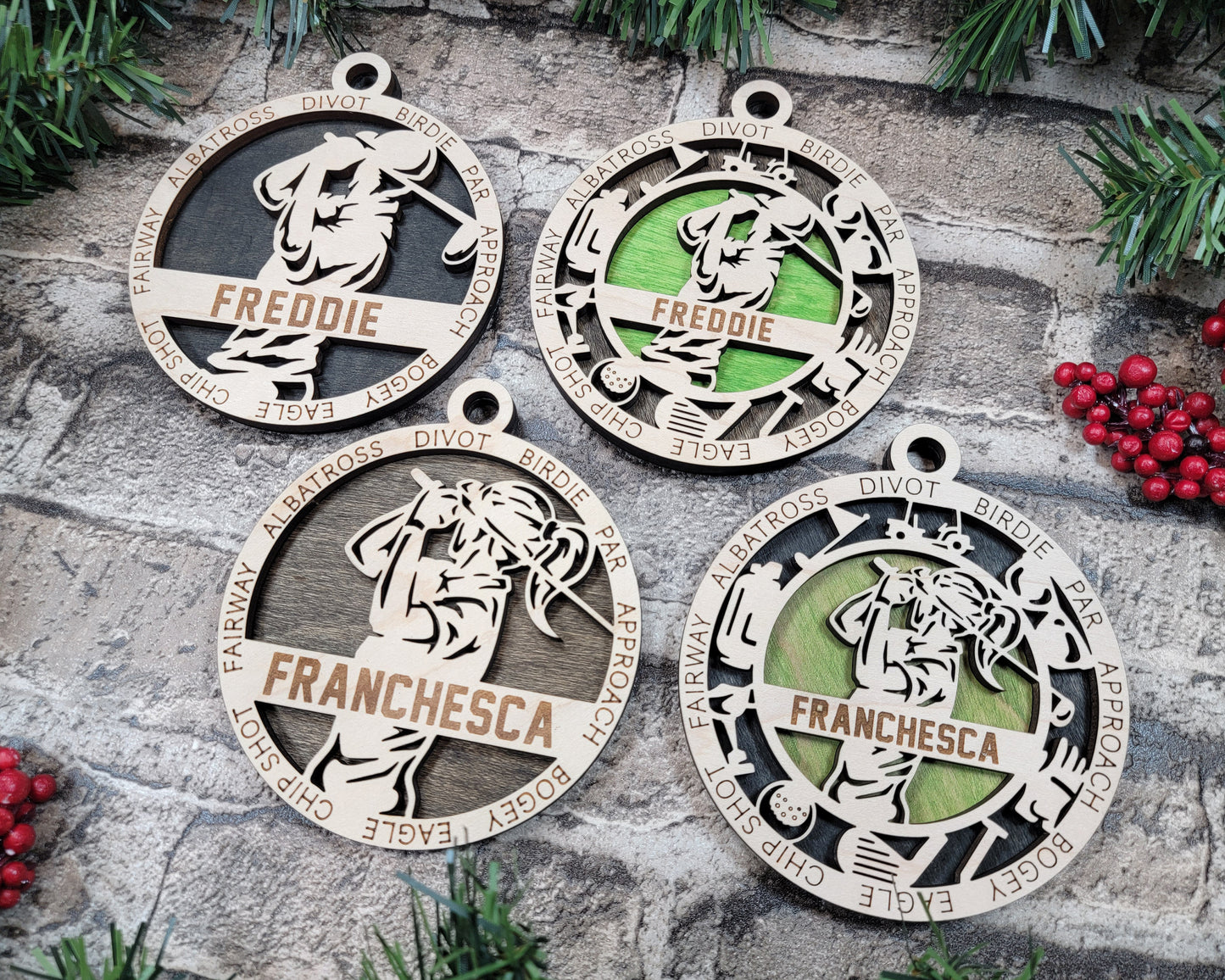 Female Golf laser cut wood ornament