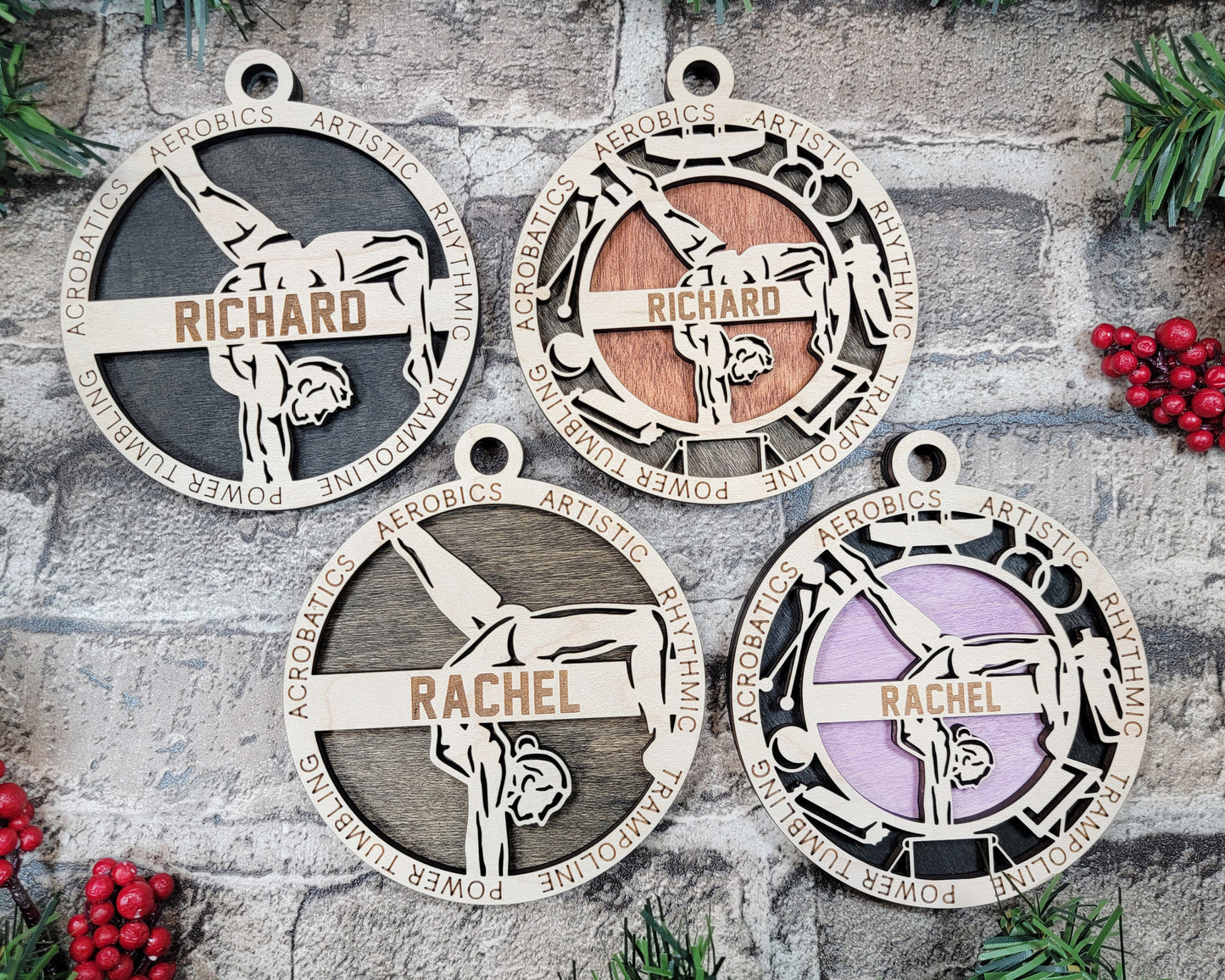 Male Gymnastics laser cut wood ornament
