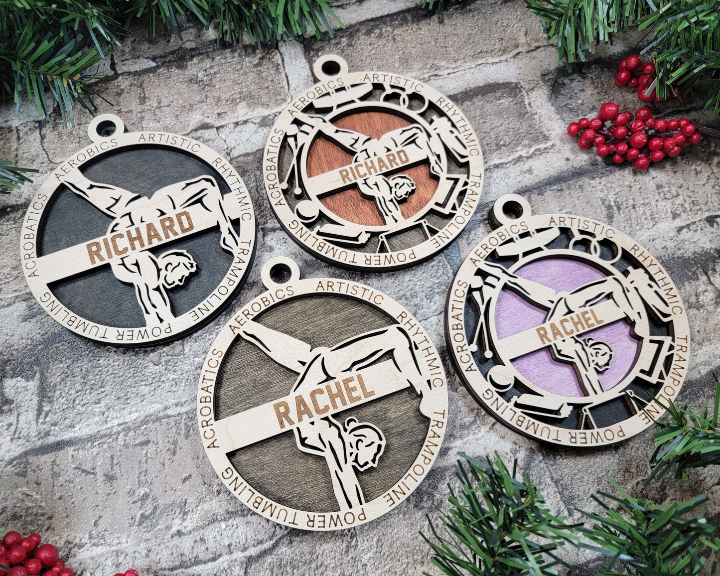 Female Gymnastics laser cut wood ornament