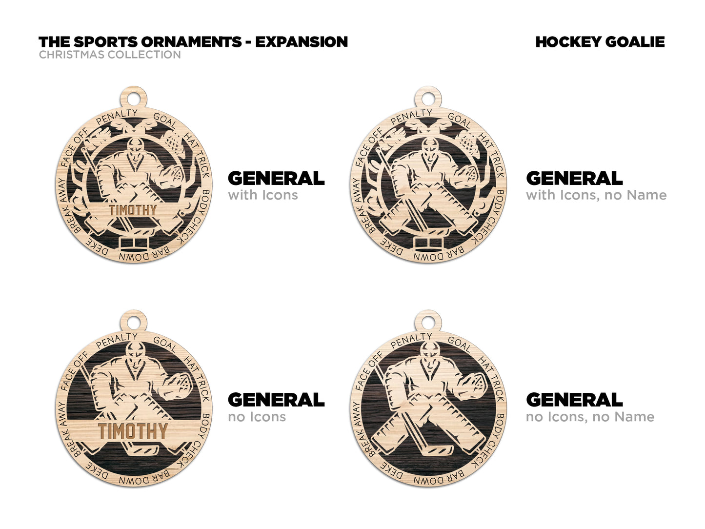 Hockey Goalie laser cut wood ornament
